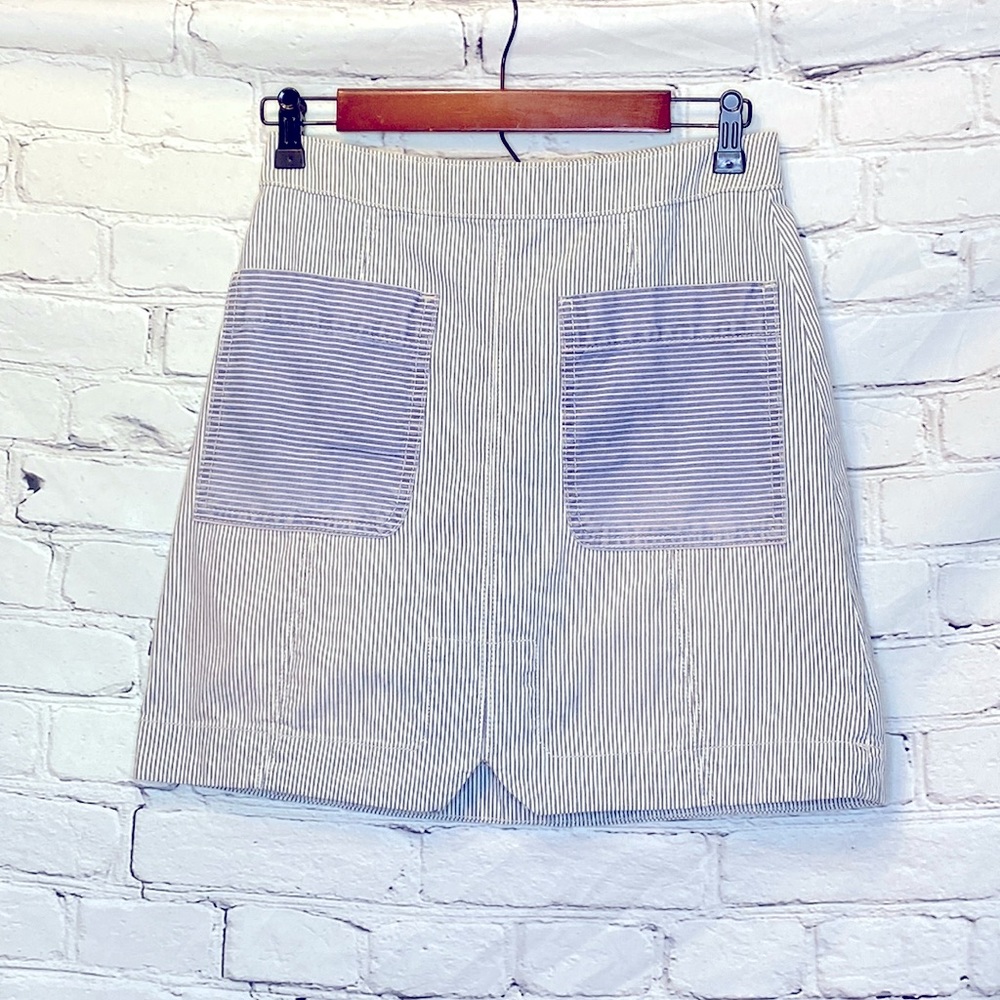 Antropologie Pilcro And The Letterpress Blue White Striped Skirt Size 0